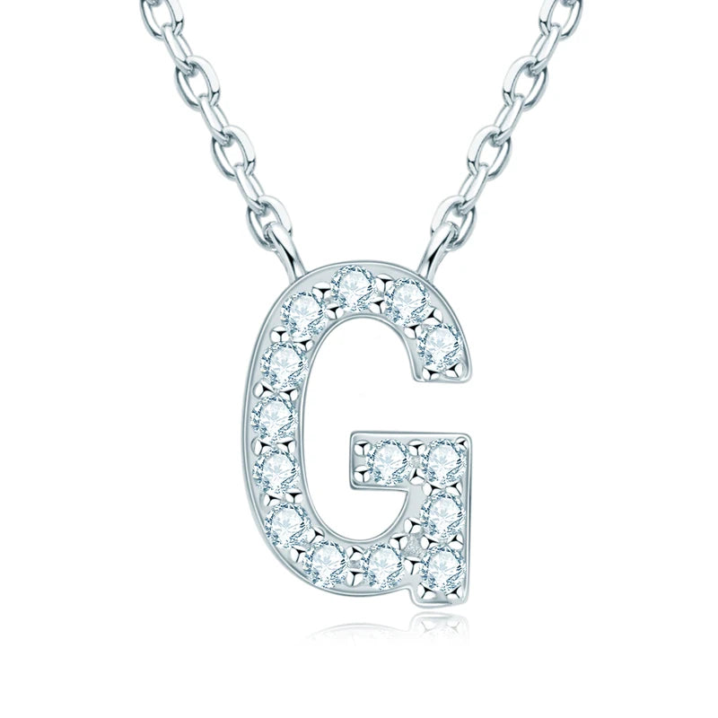 Anziw Initial Moissanite 26 Letter Pendant Necklace for Women Men Real Silver 925 Name Pendant Fine Jewelry Valentine's Day Gift