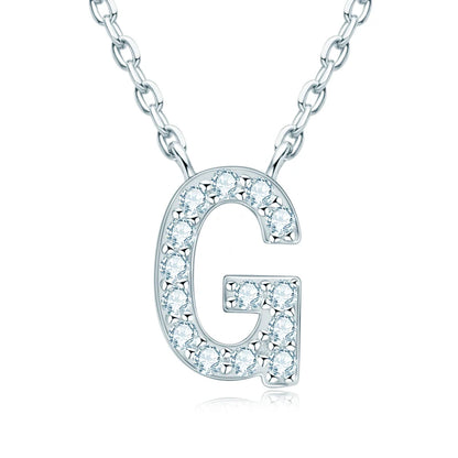 Anziw Initial Moissanite 26 Letter Pendant Necklace for Women Men Real Silver 925 Name Pendant Fine Jewelry Valentine's Day Gift