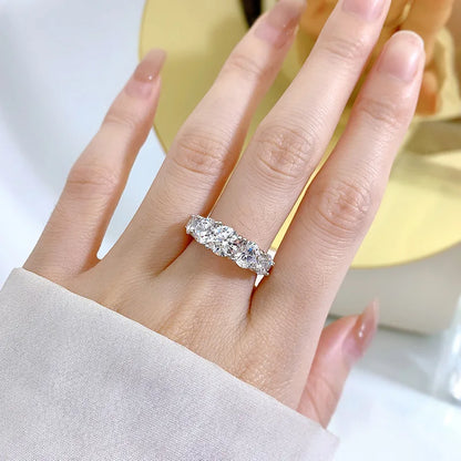 Anziw 5 Stone Rings 3.6cctw D Color Moissanite Engagement Wedding Bands Sliver 925 for Women Sparkling Diamonds Jewelry With