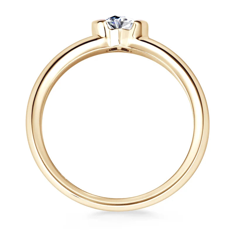 Anziw Rose Gold Color 0.5ct Heart Shaped Moissanite Solitaire Engagement Ring Silver 925 for Women Promise Wedding Bands Jewelry