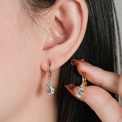 Anziw 2CT 1CT D Color Moissanite Dangle Drop Earrings for Women 925 Silver Elegant Wedding Engagement Earrings with Certificate