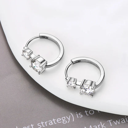 Anziw 6.5mm&4mm Double Moissanites Hoop Earrings with Certificate for Women Gold Plated Real 925 Silver Wedding Jewelry Gift