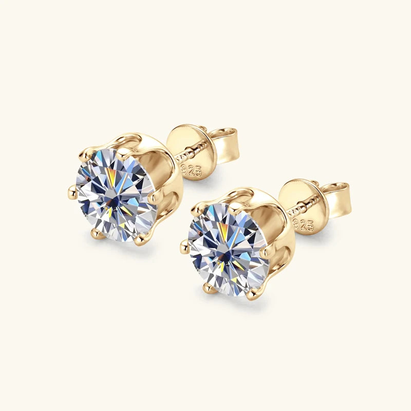 Anziw 3mm-9mm D Round Moissanite Stud Earrings for Women Men Sparking Earrings 925 Silver Hypoallergenic Certified Fine Jewelry