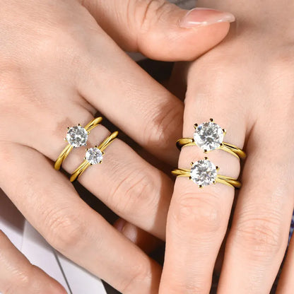 Anziw S925 0.5CT 1CT Moissanite Wedding Engagement Wedding Solitaire Ring for Women 925 Sterling Silver Classic Finger Jewelry