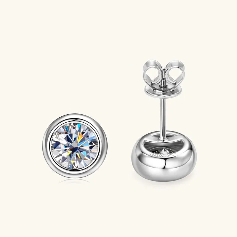 Anziw Bezel 5mm 6.5mm 1CT D Color Moissanite Earrings 925 Sterling Silver Plated K Gold Earrings for Men Women Gift Valentine's