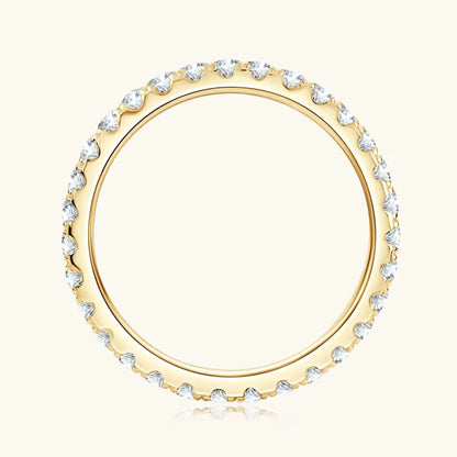 Classic 925 Sterling Silver Full Eternity Ring 2mm D Moissanite Rings Stackable Finger Bands for Women 18k Gold Plated Jewelry