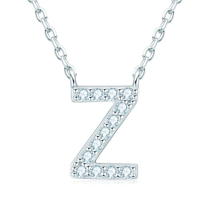 Anziw Initial Moissanite 26 Letter Pendant Necklace for Women Men Real Silver 925 Name Pendant Fine Jewelry Valentine's Day Gift