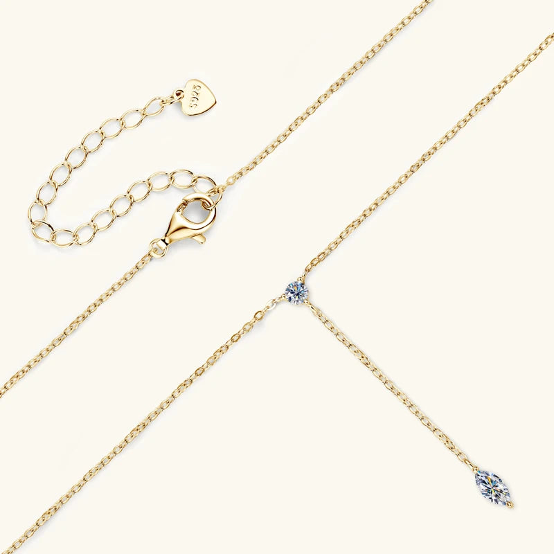 Anziw 3mm D Color Moissanite Y Shape Long Pendant Necklace for Women Adjustable Chain 100% 925 Silver Jewelry Trendy 2025 Gifts