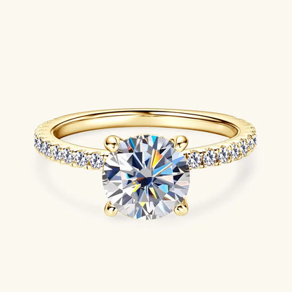 8mm 2.0CT Moissanite Solitaire Ring for Women 18k Gold Plated 925 Silver Engagement Wedding Promise Rings Finger Bands Jewelry