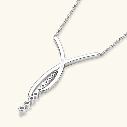 New Full Moissanite Y Pendant Necklace for Women 925 Silver Adjustable Chain Luxury Bar Moissanite Drop Jewelry Gift 2025 Trend