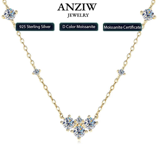 2025 New 4mm&2mm D Color Moissanite Pendant Necklace Plated 18K Gold 925 Silver Chain Jewelry Certified for Women Girl Gifts