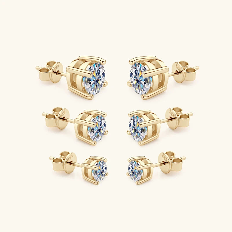 Real 4mm/5mm/6.5mm/8mm D Color Moissanite Stud Earrings for Women Men Solid 925 Sterling Silver 2023 Trend Fine Jewelry Gifts