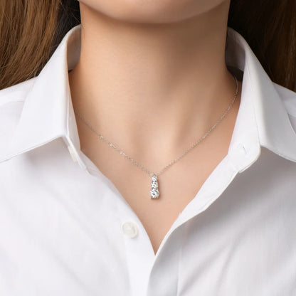 Real Certified Gradual Three Stone Moissanite Pendant Necklace 100% 925 Silver for Women Luxury Wedding Anniversary Jewelry Gift