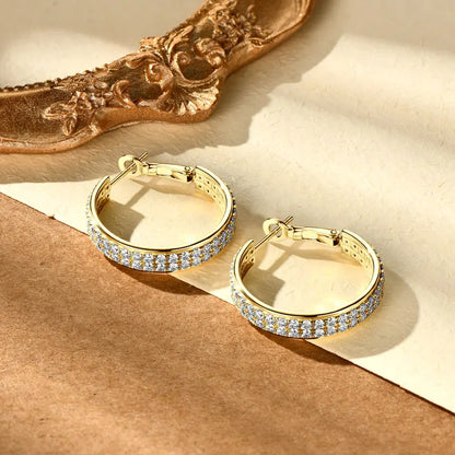 Anziw 2025 Trendy Pave Full Moissanite Hoop Earrings Real 925 Silver Earrings for Women Wedding Party Birthday Valentine Gift
