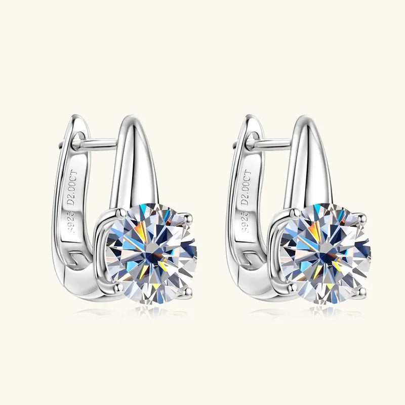 Anziw 2.0CT 8mm D Color Moissanite U Shape Hoop Earrings for Women 925 Silver Solitaire Lab Diamond Sparking Jewelry 2025 Trend