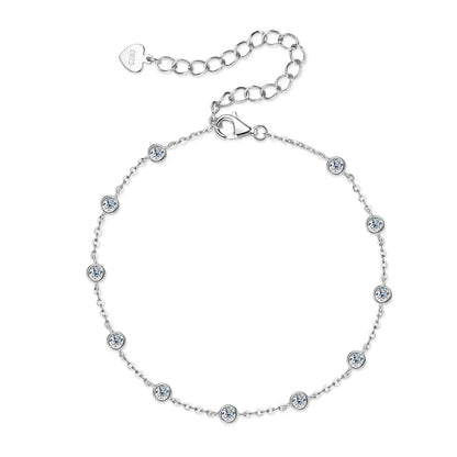 Anziw Fashion 925 Sterling Silver Bubble Bracelet 2.5mm D Color Bezel Moissanite Bracelets for Women Birthday Gift Fine Jewelry