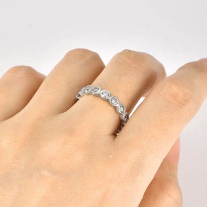 Anziw 3mm Moissanite Full Eternity Band Ring for Women 100% 925 Sliver Fashion Finger Rings Round Lab Diamond Jewelry 2025 New