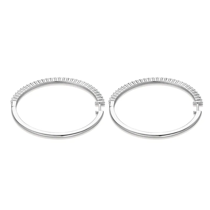 Anziw 2mm Moissanite Hoop Earrings for Women 925 Silver 40mm Large Big Hoops Piercing Earrings Fashion Fine Jewelry Party Gifts
