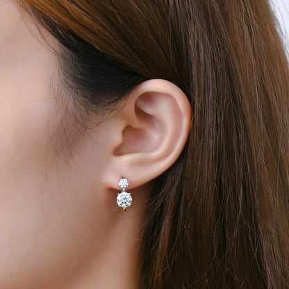 Anziw 6.5mm&4mm Double Moissanites Hoop Earrings with Certificate for Women Gold Plated Real 925 Silver Wedding Jewelry Gift