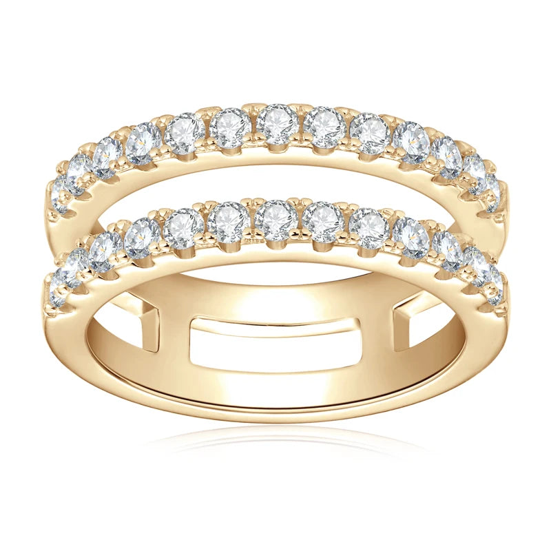 Anziw Luxury Full Moissanite Bands Double Row Wedding Rings Real 925 Sterling Silver Ring Enhancer For Women Jewelry Certificate