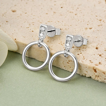 Anziw 925 Sterling Silver Circle Dangle Drop Earrings for Women Moissanite Stud Earrings Minimalist Wedding Party Jewelry 2024