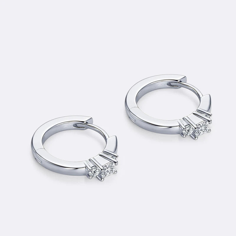 Real Moissanite Mini Hoops Earrings 925 Sterling Silver for Women Men D Color 2.5mm Simple Single Diamond Earrings Fine Jewelry