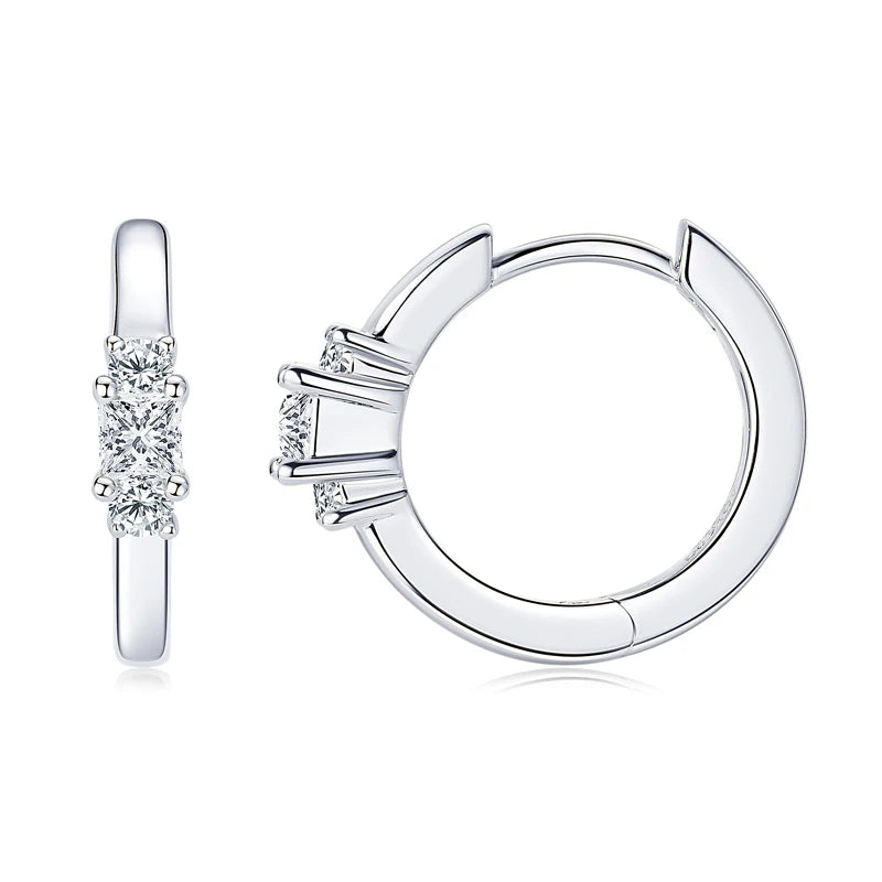 Real Moissanite Mini Hoops Earrings 925 Sterling Silver for Women Men D Color 2.5mm Simple Single Diamond Earrings Fine Jewelry