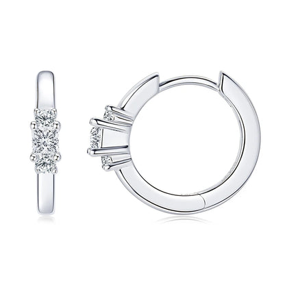 Real Moissanite Mini Hoops Earrings 925 Sterling Silver for Women Men D Color 2.5mm Simple Single Diamond Earrings Fine Jewelry