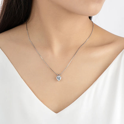 Real 2.0 Carat Heart Shape Moissanite Pendant Necklace D Color Diamond For Women Silver 925 Sparkling Wedding Party Jewelry Gift
