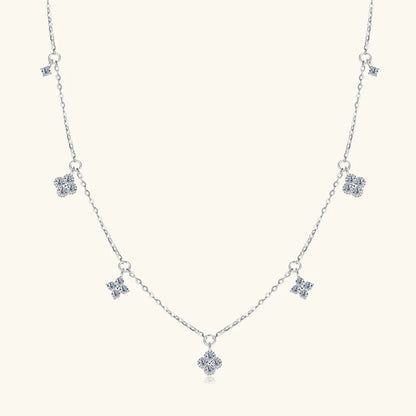 Anziw 3mm D Moissanite Jewelry Set Clover Flower Pendant Necklace Earrings Bracelet 3 in 1 Sets for Women 925 Silver Charm Gifts