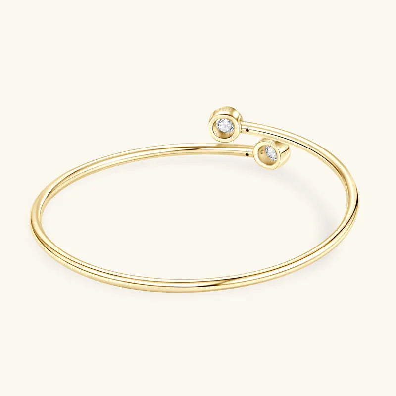 Anziw 0.5CT 5mm D Moissanite Opening Bangle Cuff for Women 925 Sterling Silver Bracelet Cuffs Bezel Lab Diamon 2025 New Jewelry