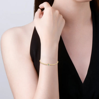 Anziw Simple Bangle 925 Silver 5mm 0.5ct D Color Bezel Moissanite Bangles 14K Gold Plated Hollow Tube Bracelet for Women Jewelry