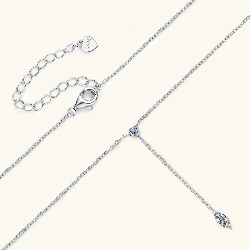 Anziw 3mm D Color Moissanite Y Shape Long Pendant Necklace for Women Adjustable Chain 100% 925 Silver Jewelry Trendy 2025 Gifts