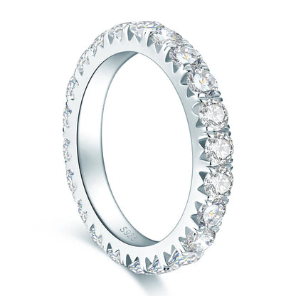 Anziw 3mm D Moissanite Full Eternity Thin Bands Stackable Engagement Wedding Ring White Gold Silver 925 for Women Jewelry Gifts