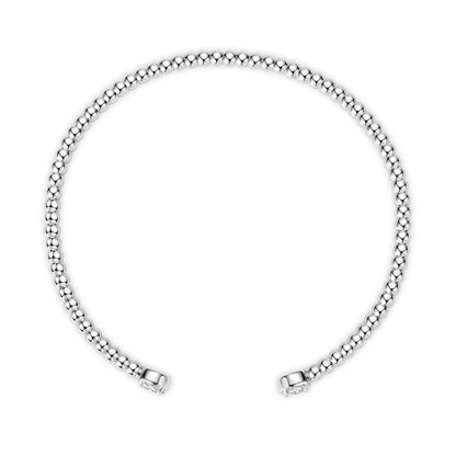 Anziw Solid 925 Sterling Silver Open Bangle Cuff 5mm 0.5ct D Color Round Cut Moissanite Bracelet & Certificate Women's Jewelry