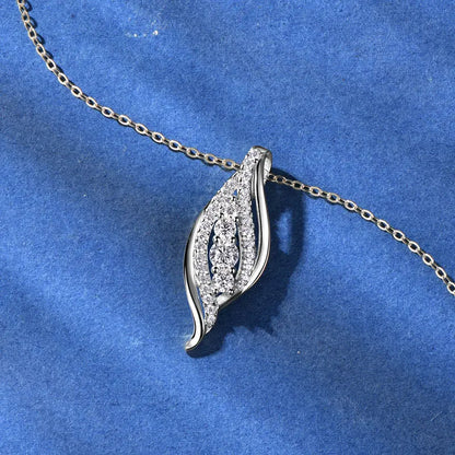 Anziw 2025 Luxury Moissanite Pendant Necklaces for Women  925 Silver Leaf Shape Waterdrop Necklaces Adjustable Chain Jewel Gifts