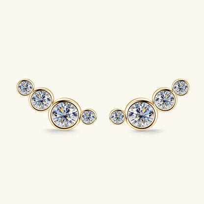 Anziw Earrings Climber with D0.43CT Bezel D Color Moissanite Piercing Studs 100% 925 Silver for Women Jewelry with Certificate