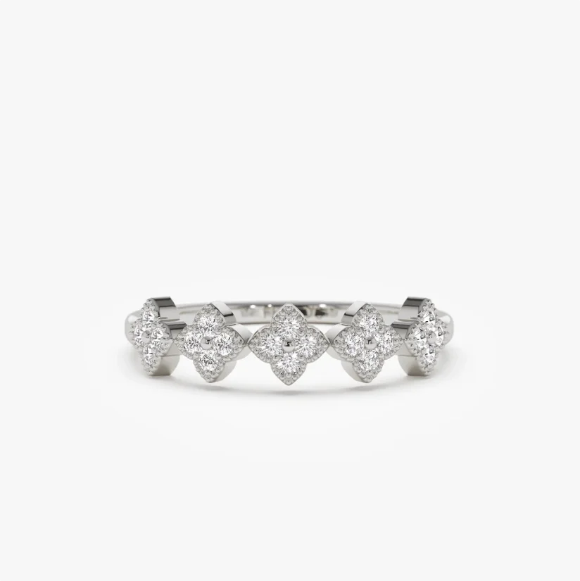Anziw 1.5mm Moissanite Clover Flower Ring for Women 925 Sliver Engagement Wedding Rings Band Lucky Charm Finger Jewelry 2025 New