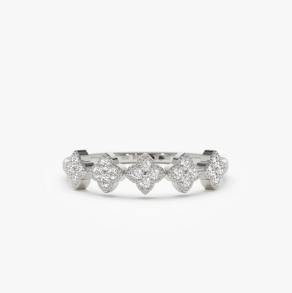 Anziw 1.5mm Moissanite Clover Flower Ring for Women 925 Sliver Engagement Wedding Rings Band Lucky Charm Finger Jewelry 2025 New