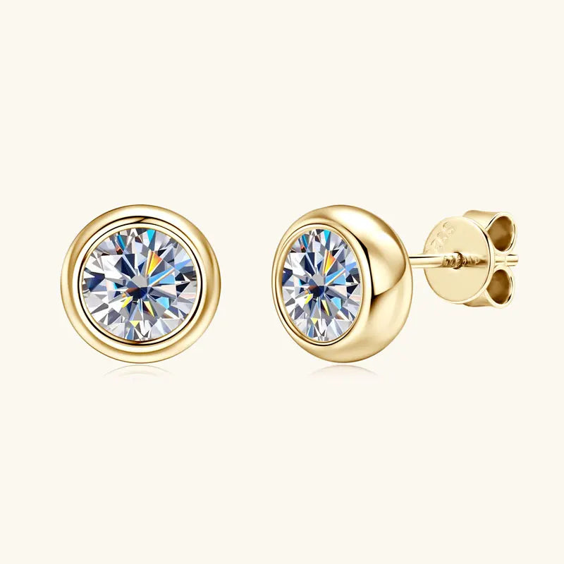 Anziw Bezel 5mm 6.5mm 1CT D Color Moissanite Earrings 925 Sterling Silver Plated K Gold Earrings for Men Women Gift Valentine's