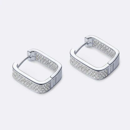 Anziw Original Full Moissanite Earrings Women Square Hoop Earrings Silver 925 Trendy Wedding Party Jewelry with Certificate Gift