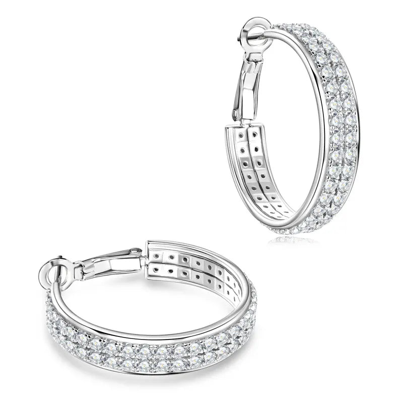 Anziw 2025 Trendy Pave Full Moissanite Hoop Earrings Real 925 Silver Earrings for Women Wedding Party Birthday Valentine Gift