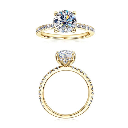 8mm 2.0CT Moissanite Solitaire Ring for Women 18k Gold Plated 925 Silver Engagement Wedding Promise Rings Finger Bands Jewelry