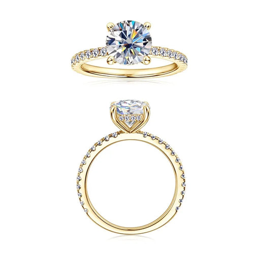 8mm 2.0CT Moissanite Solitaire Ring for Women 18k Gold Plated 925 Silver Engagement Wedding Promise Rings Finger Bands Jewelry