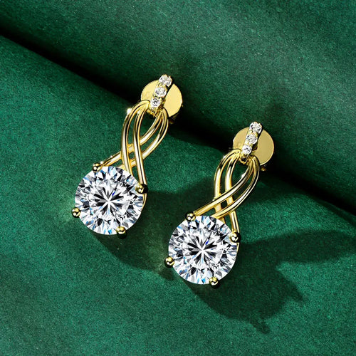 Anziw Real 925 Silver 4CTTW D VVS1 Moissanite Drop Earrings for Women Infinite Studs Earring GRA Certified Wedding Jewelry Gifts