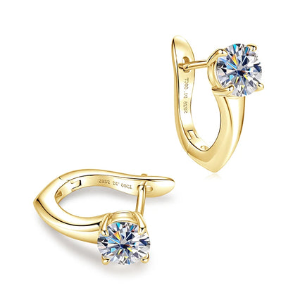 Anziw Certified D Color 1.0CT 6.5mm Moissanite Hoop Earrings 925 Silver Earring Lab Diamond Huggies for Women Fine Jewelry Gifts