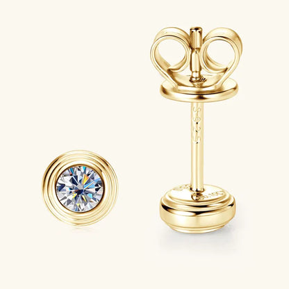 Anziw 3mm D Color Bezel Moissanite Stud Earrings 925 Sterling Silver Earrings Mini Needle for Couple Women Men Valentine's Gift