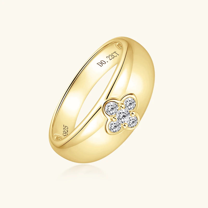 2025 Trendy Clover Flower Chunky Ring 925 Sterling Sliver D Moissanite Rings Finger Bands for Women S925 Charm Wedding Jewelry