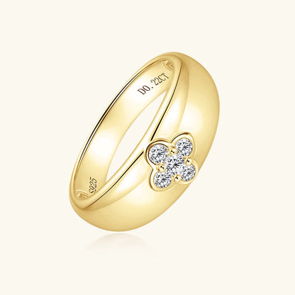 2025 Trendy Clover Flower Chunky Ring 925 Sterling Sliver D Moissanite Rings Finger Bands for Women S925 Charm Wedding Jewelry