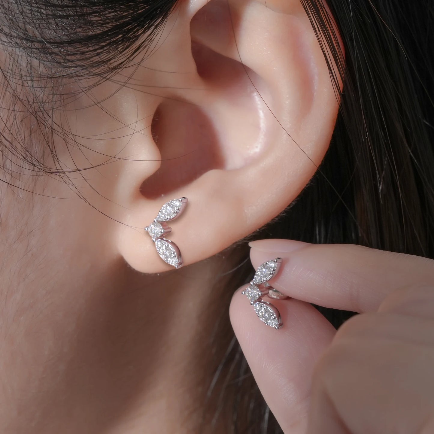 Anziw Cute Mini Moissanite Stud Earrings 100% Silver 925 Sterling Earrings Piercing Ear for Women Fine Jewelry with Certificate